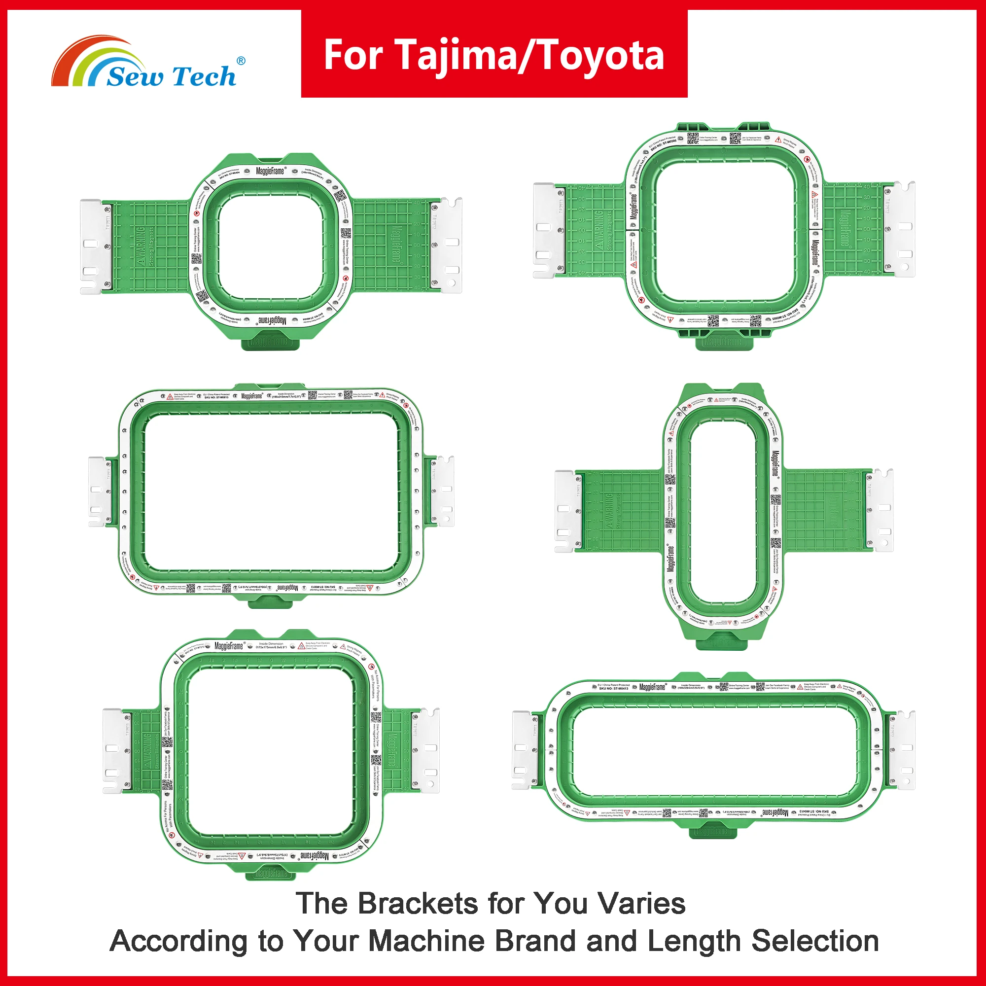 Sew Tech Магнитные вышивальные рамки для вышивальной машины Tajima Toyota Maggie Frame Mighty Hoop