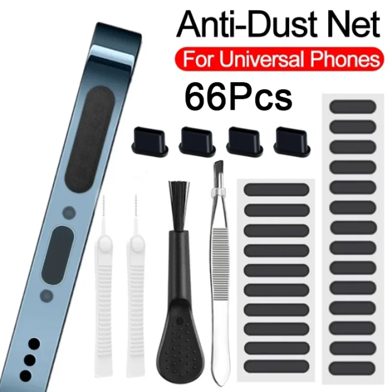 66Pcs Mobile Phone Charging Port Cleaning Set Dust Plug for IPhone 14 13 Pro Samsung Xiaomi Google Anti-dust Cleaner Kit Brush