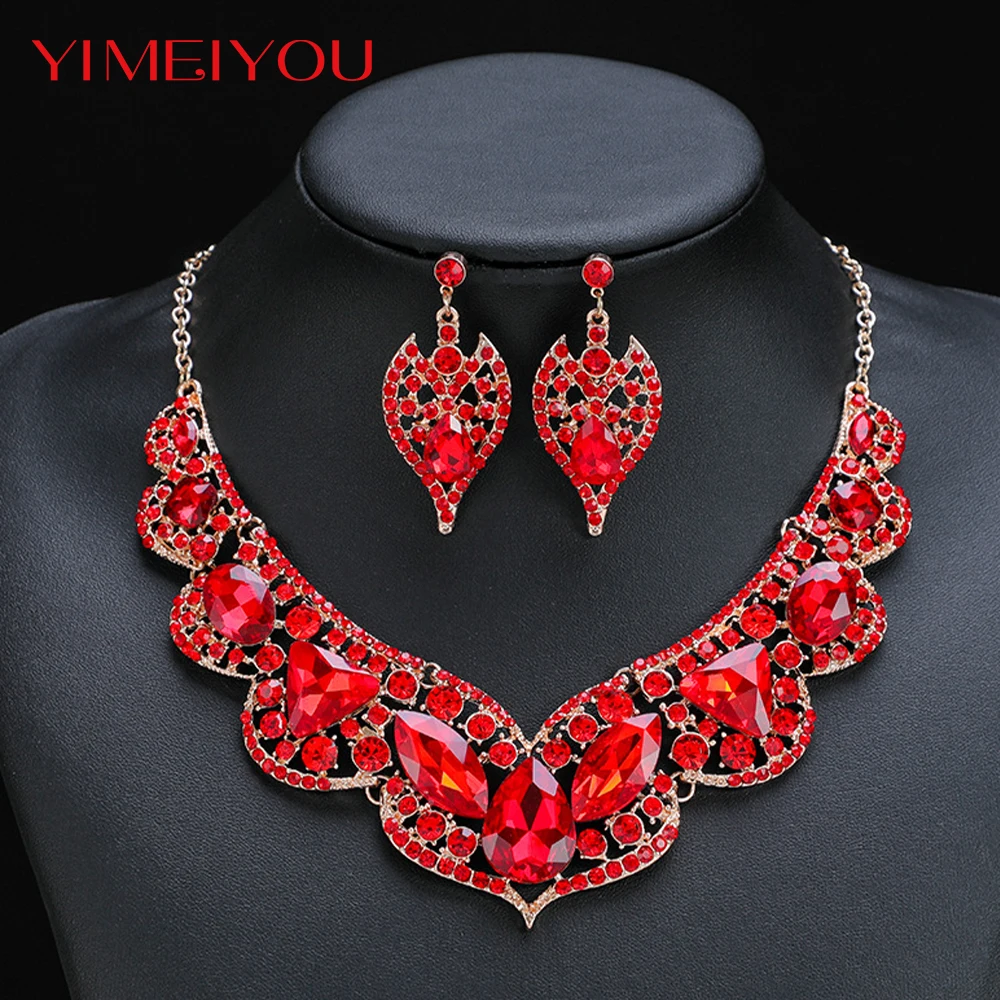 Italy Wedding Jewelry Fashion Earrings Set Simple Luxury Crytal Necklace Zircon Party Korean New Style Trendy Elegant Girl Gift