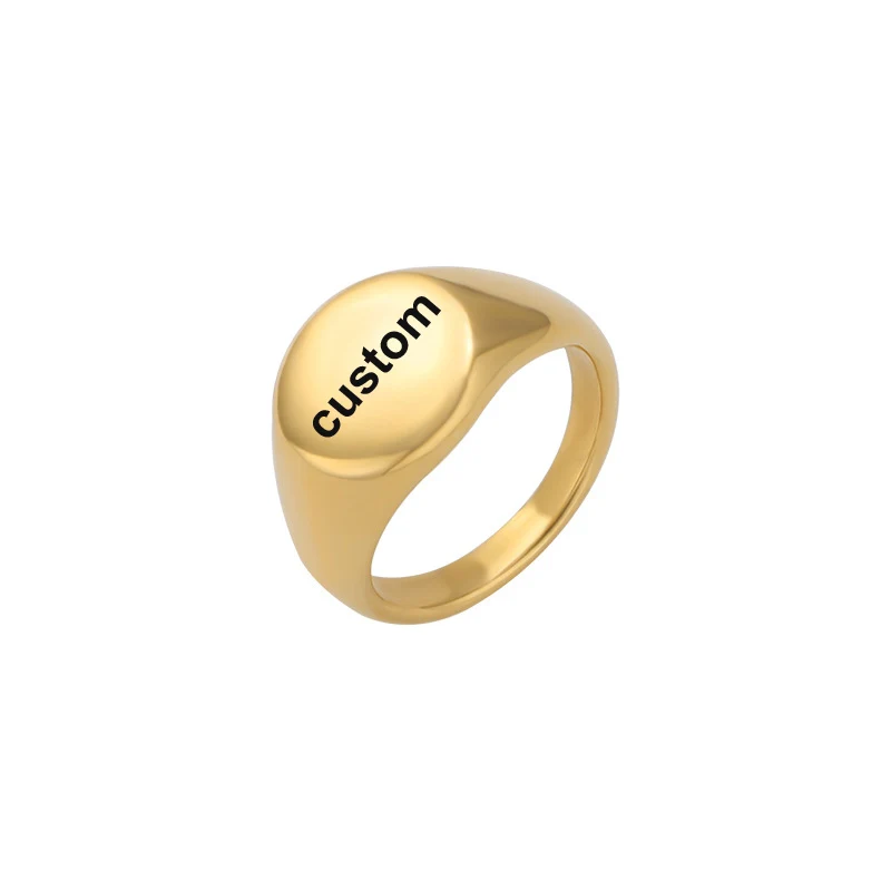 

Stainless Steel Signet Ring Personalized Custom Engraveable Signet Minimalist Ring Mom Best Friend Custom Gifts Bridesmaid