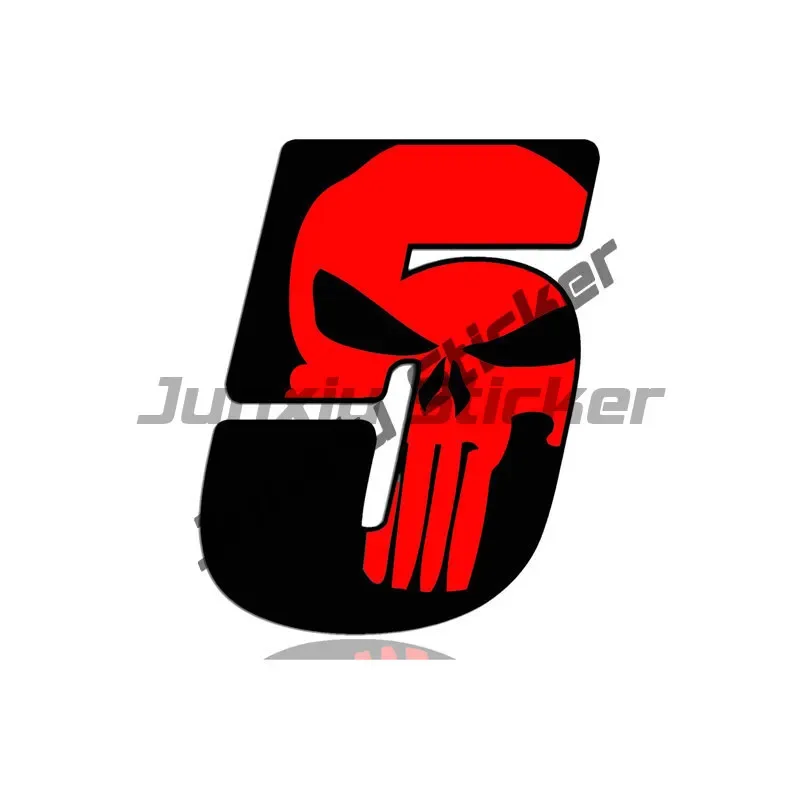 

Красные и черные фигурки черепа, наклейка на автомобиль, гоночный номер 0123456789 Автомобильная наклейка, водонепроницаемые аксессуары для мотоциклетного шлема KK