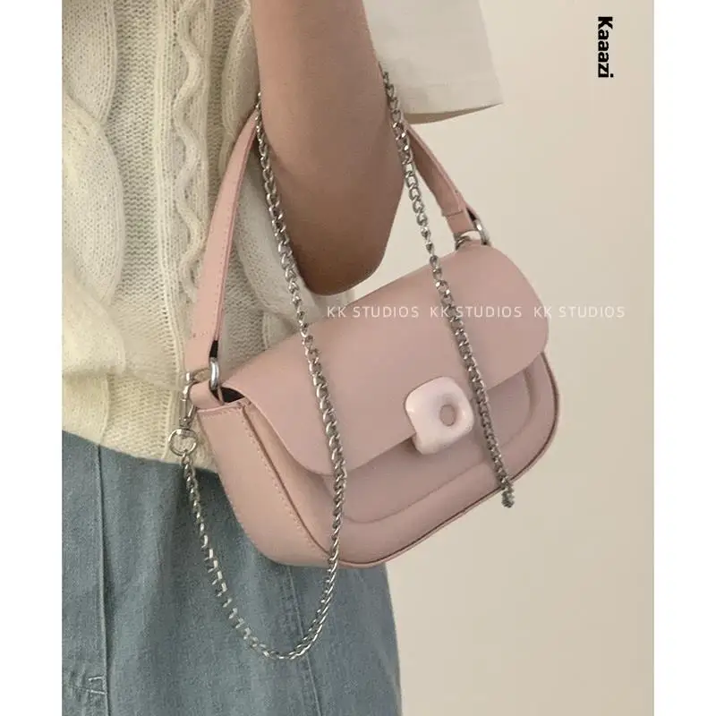 

Женская сумка-Кроссбоди с цепочкой простые универсальные INS, роскошная Новинка 2023, однотонные женские маленькие сумки через плечо, кошельки, модная дизайнерская сумка