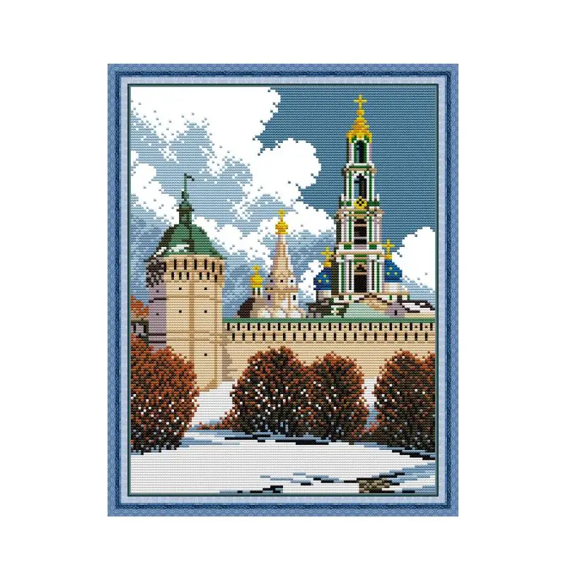 

Castle 11 cross stitch kit bird winter snow 18ct 14ct 11ct count printed embroidery DIY handmade needlework craft free ship