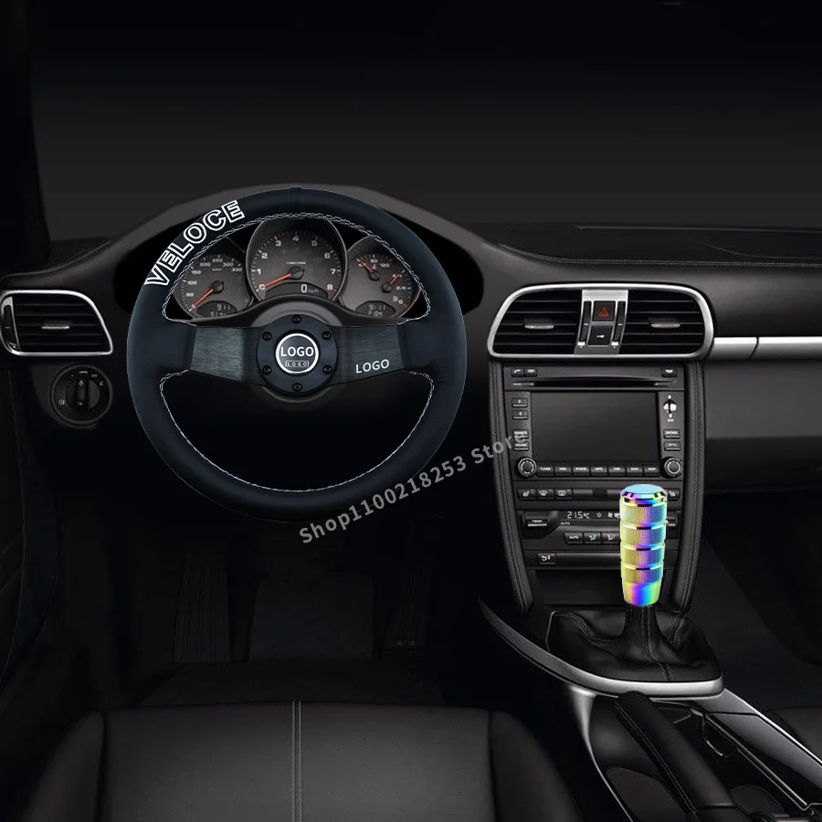 JDM гоночное белое кожаное рулевое колесо из быстрой кожи универсальное Рулевое