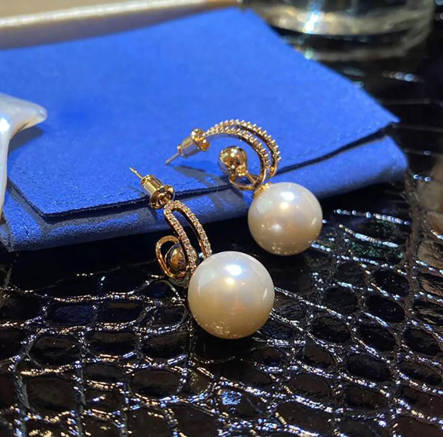 

All-match high-end gold round pearl detachable office lady earrings elegant women tender simple formal fashion jewelry
