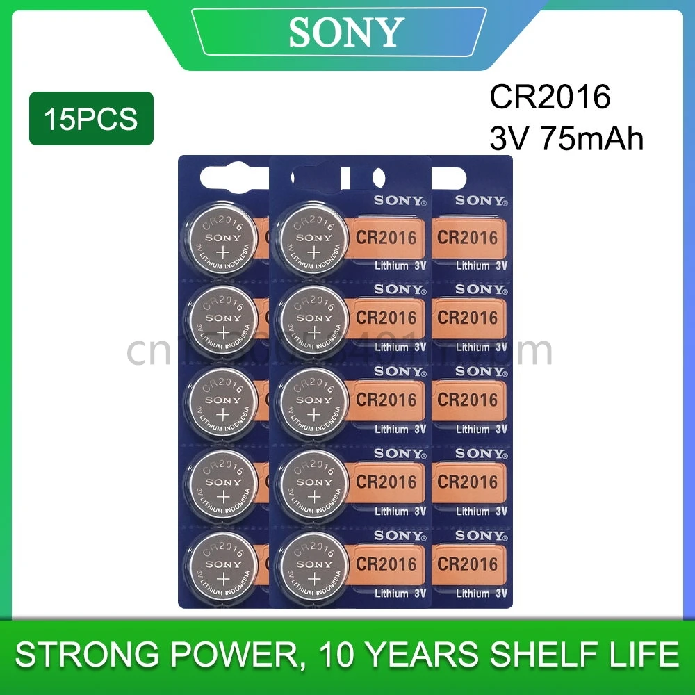 

15pcs/lot SONY 3V Lithium Coin Cells Button Battery DL2016 KCR2016 CR2016 LM2016 BR2016 High Energy Density