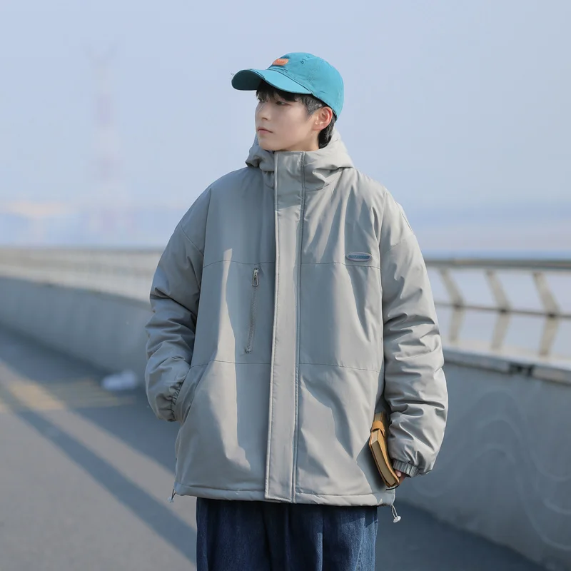 Winter Jacket Men Warm Fashion Thick Hooded Jacket Men Japanese Streetwear Loose Thicken Short Coat Mens Parker Clothes M-2XL