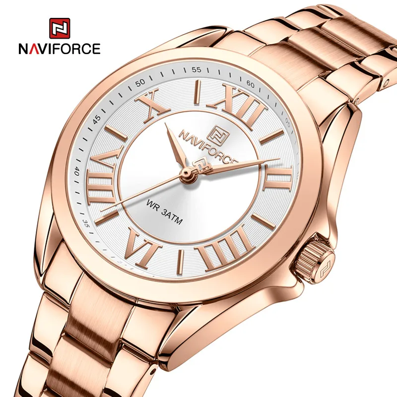 NAVIFORCE Waterproof Women Quartz Watches Female Fashion Luxury Wrist Watch Ladies Clock Stainless Steel Band Relogio Feminino