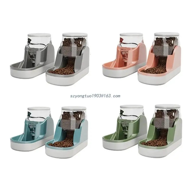 

Automatic Food and Water Dispenser Gravity Feed Food Bowl for DogsCats Pet