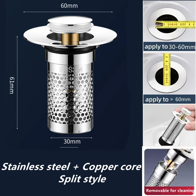 

Универсальная Сливная Пробка Для Раковины Из Нержавеющей Стали, Ловушка Для Волос, Кухонный Смеситель, Воздушный Зазор, Фильтр