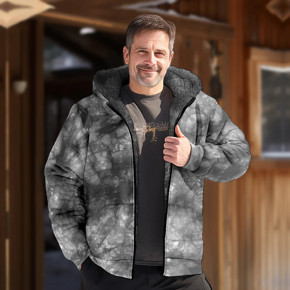 Мужские зимние куртки пальто хлопковая одежда с узором тай-дай на молнии пляжная