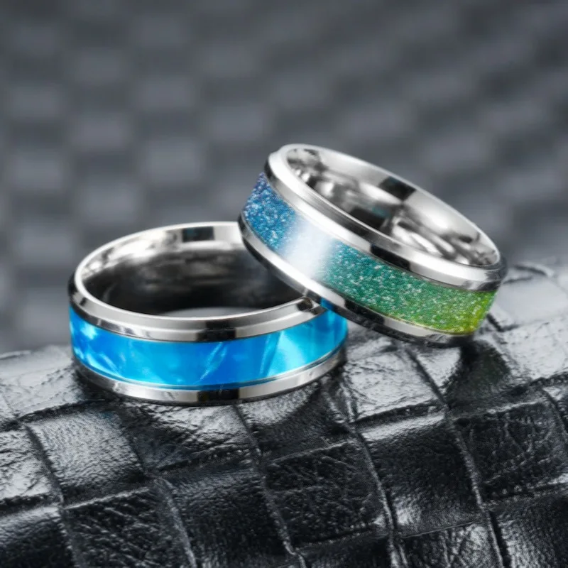 

New Titanium Steel Rings Colorful Patches European and American Fashion Stainless Steel Men's Rings High Quality Jewelry