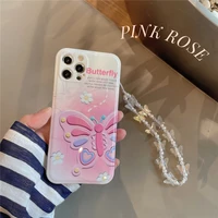 for iphone 13 pro max case luxury butterfly love flowers strap phone pearl flower cases for iphone 12 11 pro max xs xr