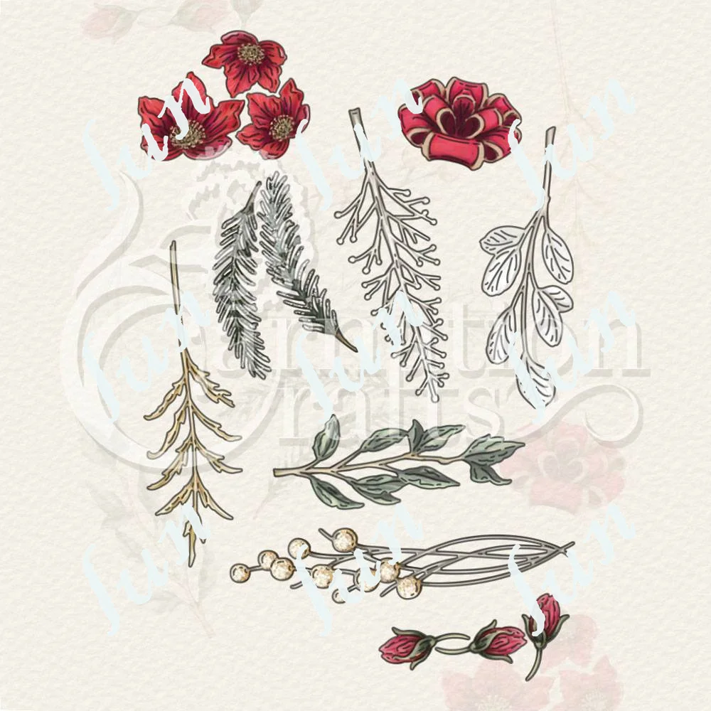 

Flowers Styled for Christmas Decoration Craft Metal Cutting Dies Scrapbook Embossing to Make Greeting Card Photo Album Gift Mold