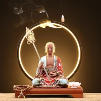 buddha lamp backflow incense burner zen lotus electronic incense burner holy stick aroma diffus porte encens ofiice decoration
