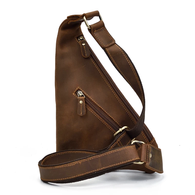 2022 New Sling Bag Men's Genuine Leather Chest Bag Casual Men's Shoulder Bag Outdoor Travel Bags For Men Cowhide Crossbody Pack
