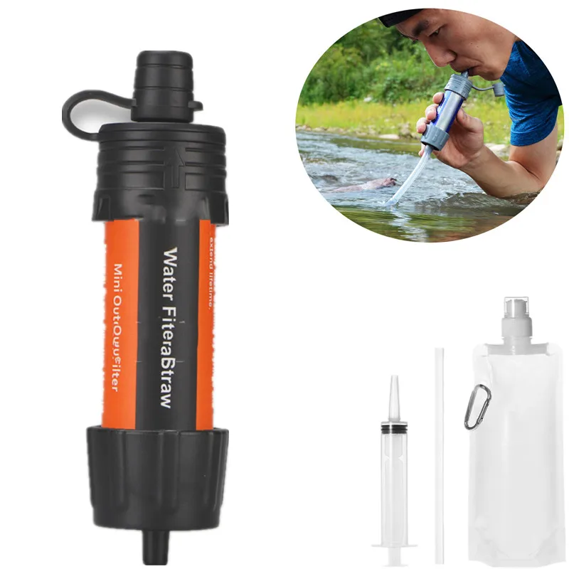 

Outdoor Water Filtration Survival Water Filter Straw Water Filtration System Drinking Purifier For Emergency Hiking Camping