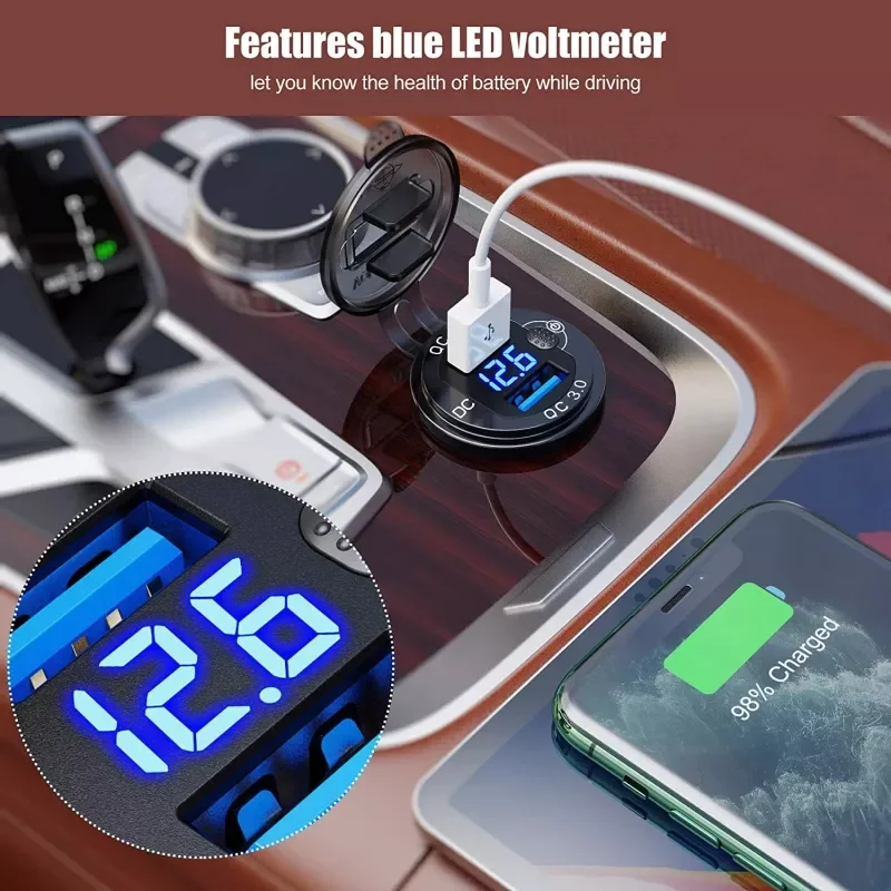 

QC 3.0 Waterproof Universal Motorcycle Car Truck Boat Dual USB Charger Socket For Phone Tablet Camera GPS Cigarette Lighter