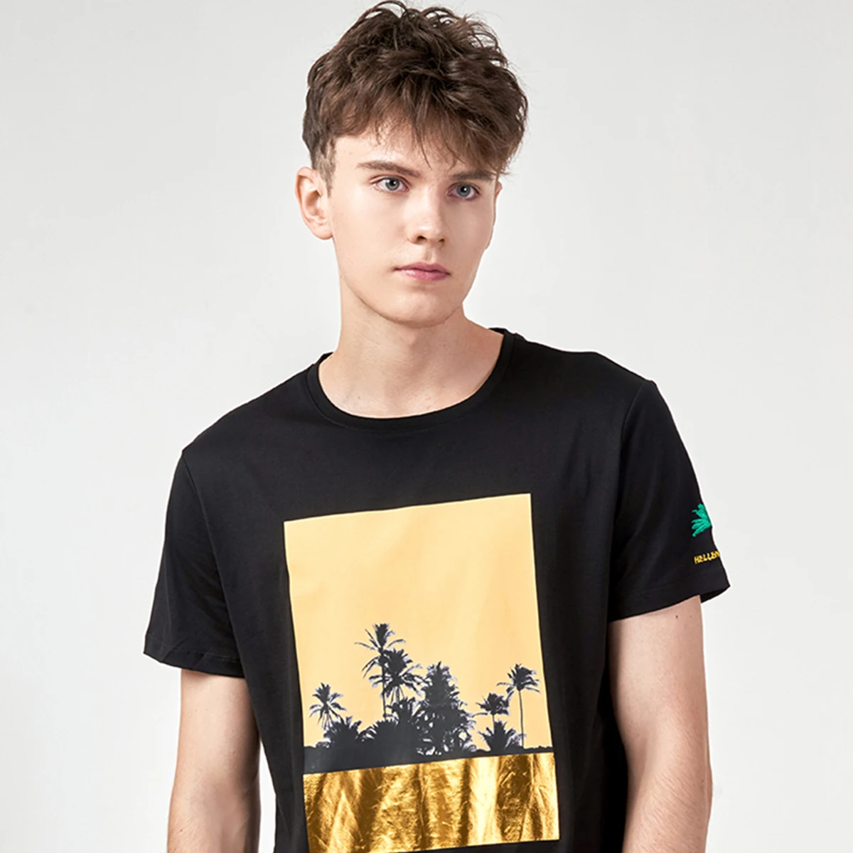 Summer T-Shirt for Men Tops Tees Short Sleeve Coconut Tree Casual Bottoming Shirt Breathable HW19880137TCO