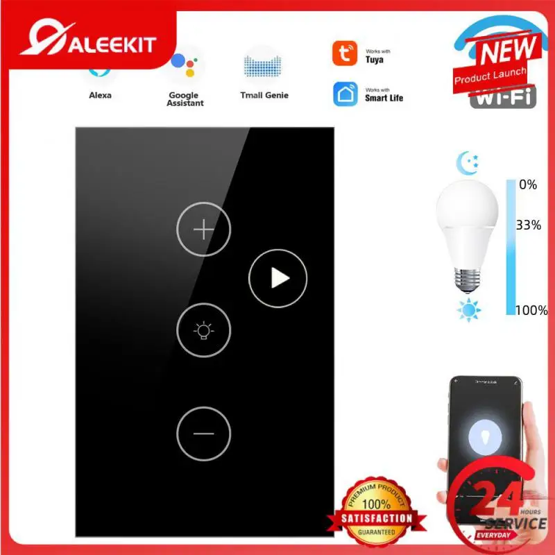 

1/2/3PCS Wireless Wifi Wall Touch Timing Glass Panel Tuya Smart Infinite Dimming Switch Work With Google Home Alexa Us Standard