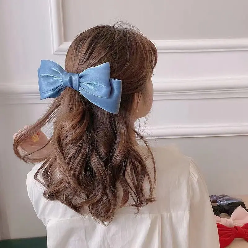 

Bow Hair Clips For Women French Bright Girls Satin Hairpin Hair Accessories