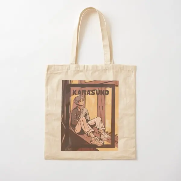 

Sugawara Koushi Cotton Canvas Bag Foldable Grocery Handbag Reusable Unisex Fabric Travel Casual Tote Shoulder Bag Shopper