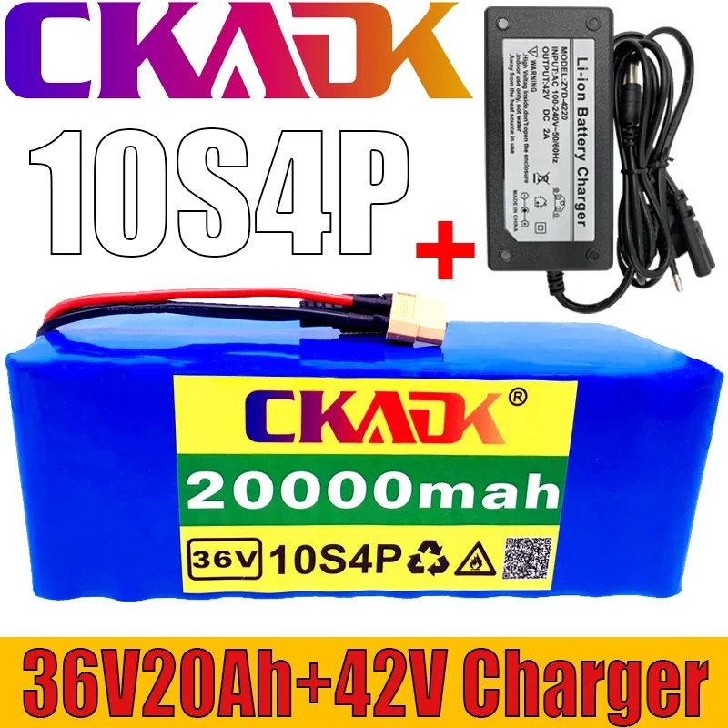 

Аккумулятор 10S4P 20ah XT60 для электрического велосипеда, 36 В, 42 в, 500 мАч, для двигателя 20000 Вт, с BMS integre и зарядным устройством 42 в 2a