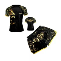 mma muay thai t shirt shorts suit printed breathable elastic fighting mma set short boxing jersey fitness gym training