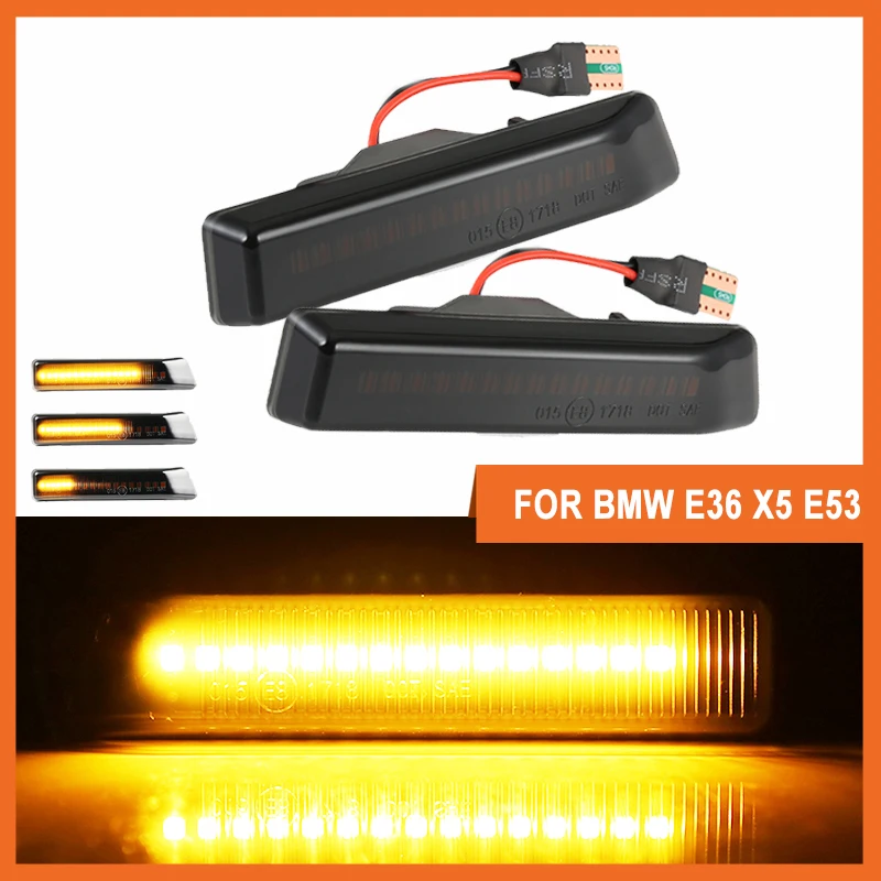 

2Pcs LED Turn Signal Repeater Sequential Light Flashing Side Marker Lamp Car Accessories For BMW X5 E53 2000-2006 E36 1997-1999