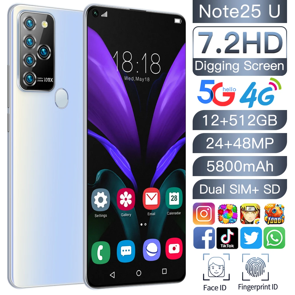 Новинка 2022 смартфон NOTE 25 U на Android 7 2 дюйма 5800 мач быстрая доставка |