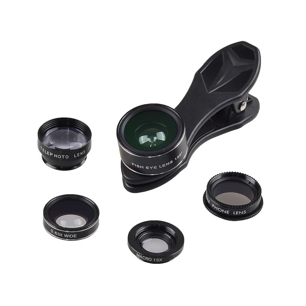 Factory price Multi-functional APEXEL DG5 HD Phone Camera Lens Five-lens-in-one Glass photography for Mobile |