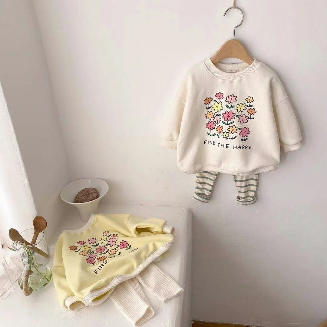 

Baby Clothes Cotton Soft Flower Print T-shirt Leggings Spring Autumn 2022 Newborn Clothes Long Sleeve Pullover Pants Set