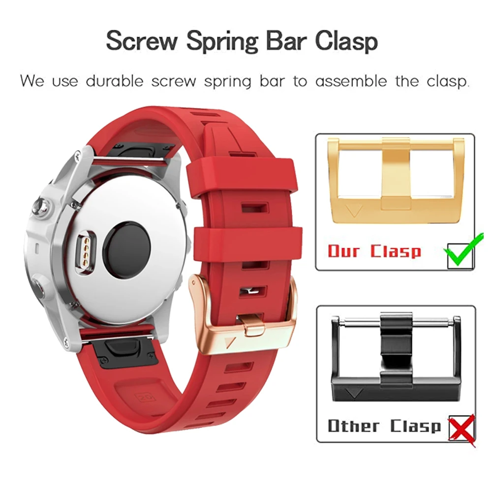 Ремешок из розового золота для смарт-часов браслет Garmin Fenix 7S 6S Pro 5S Plus 20 мм