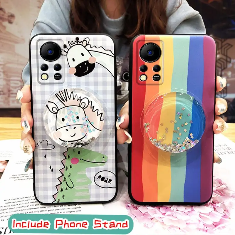 silicone cover phone case for infinix hot 11s nfcx6812b cartoon foothold cute back cover tpu free global shipping