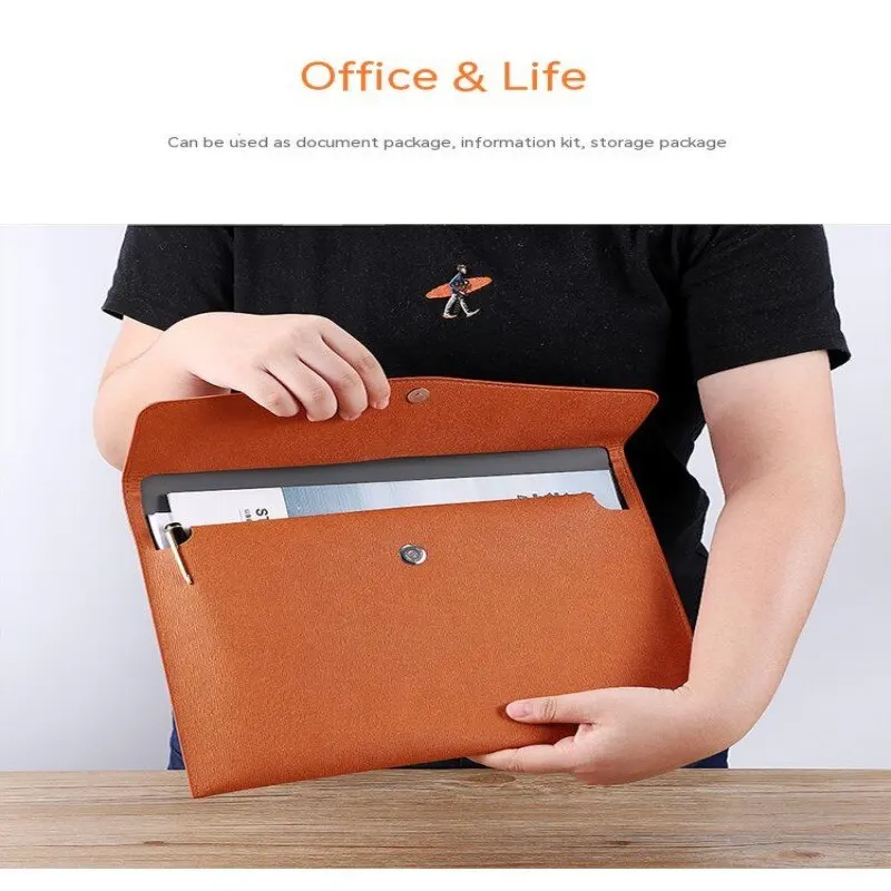 

2023 NEW A4 File Information Bag Large Capacity Magnetic Buckle Simple Waterproof Business Office Storage Can Print LOGO