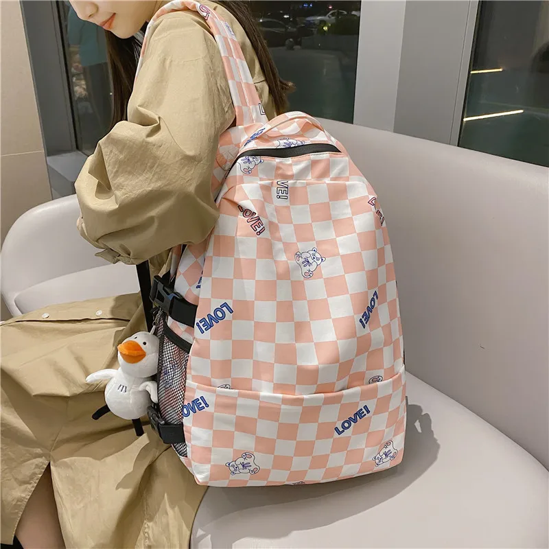 

Qyahlybz female backpack casual plaid fashion children backpacks for girls primary school students large capacity school bag