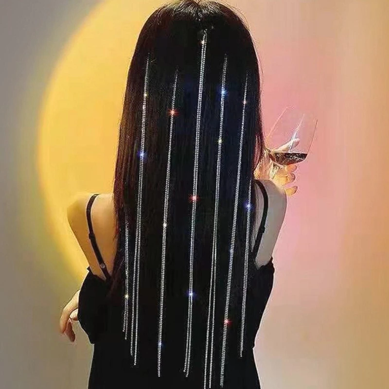 

Зажим для волос с блестящими бриллиантами, цепочкой и кисточкой, зажим для волос в грязной оплетке, модные аксессуары для волос для женщин и ...