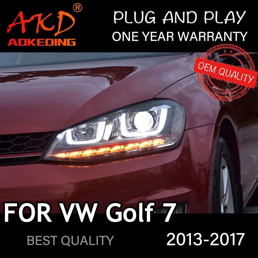 

Фары для VW Golf7 MK7 2013-2017, автомобильные светодиодные фары DRL Hella 5, ксеноновые линзы Hid H7 Golf 7, автомобильные аксессуары