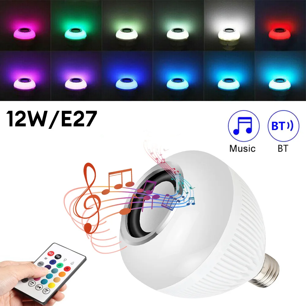 

Светодиодная лампа Bluetooth умная лампа Bluetooth динамик музыкальная лампа E27 умная лампа с регулируемой яркостью лампочка 12 Вт музыкальный декор свет