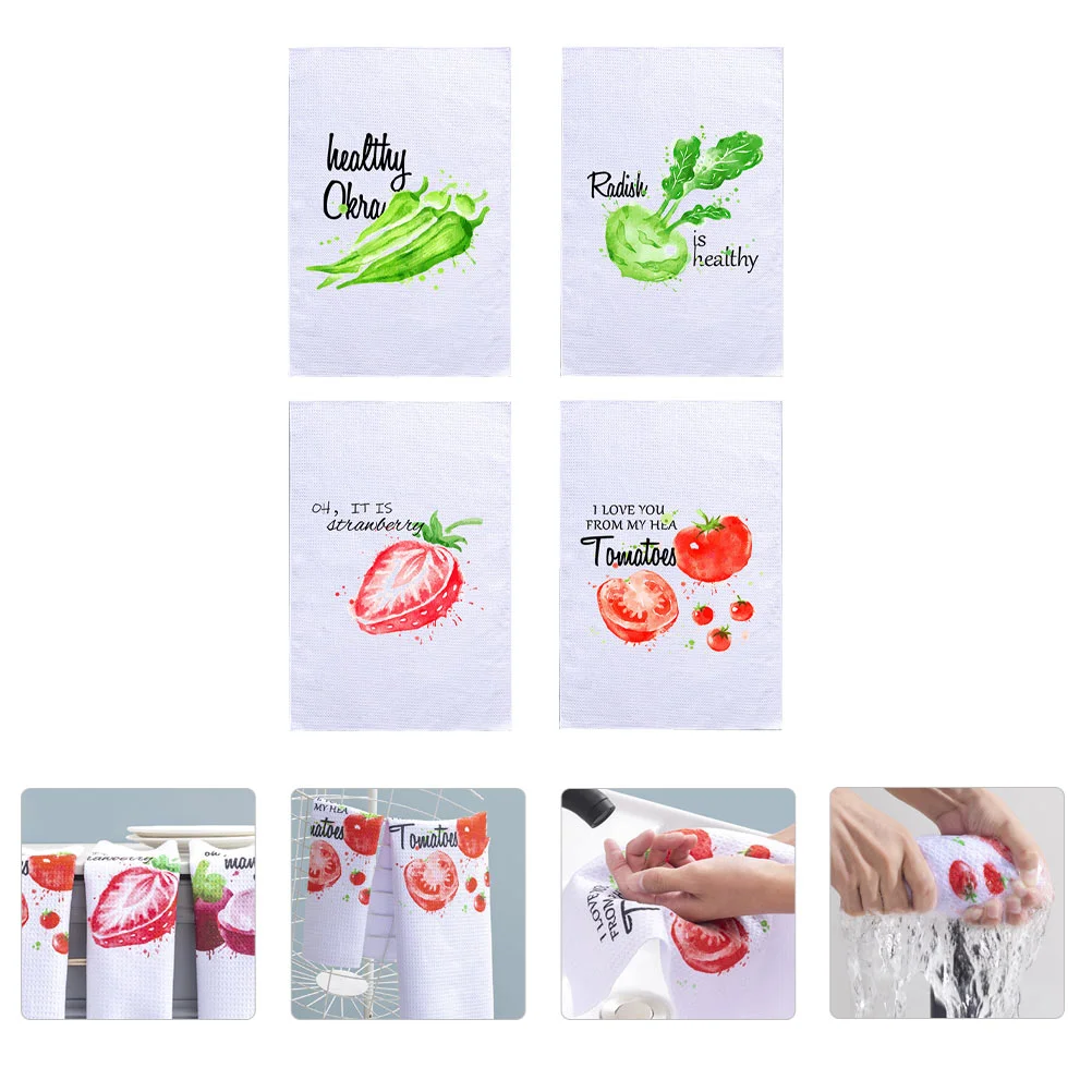 

4 Pcs Kitchen Cleaning Towel Dish Towels Water Absorbent Wiping Rags Wipe Cloths