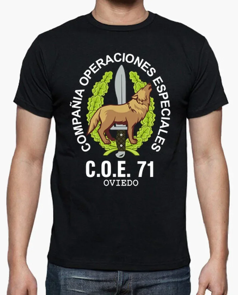 Испанская мужская футболка C.O.E OVIEDO Operaciones Especiales повседневная летняя с коротким