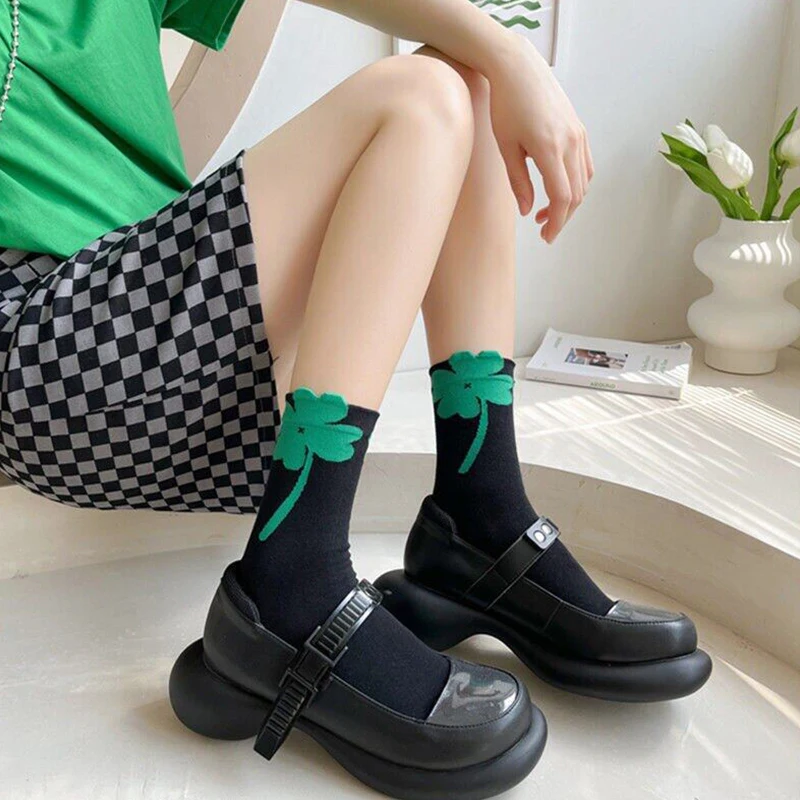 1 pair Kawaii Cartoon Tulip Flower Socks for Women Girls Fashion Japanese Korean Style Harajuku Breathable Casual Mid Tube Socks