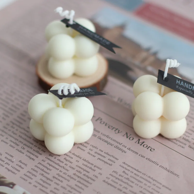 

2023 New Korean INS mini little Rubik's Cube round ball Aromatherapy candle diy porous beancurd soft silicone mold