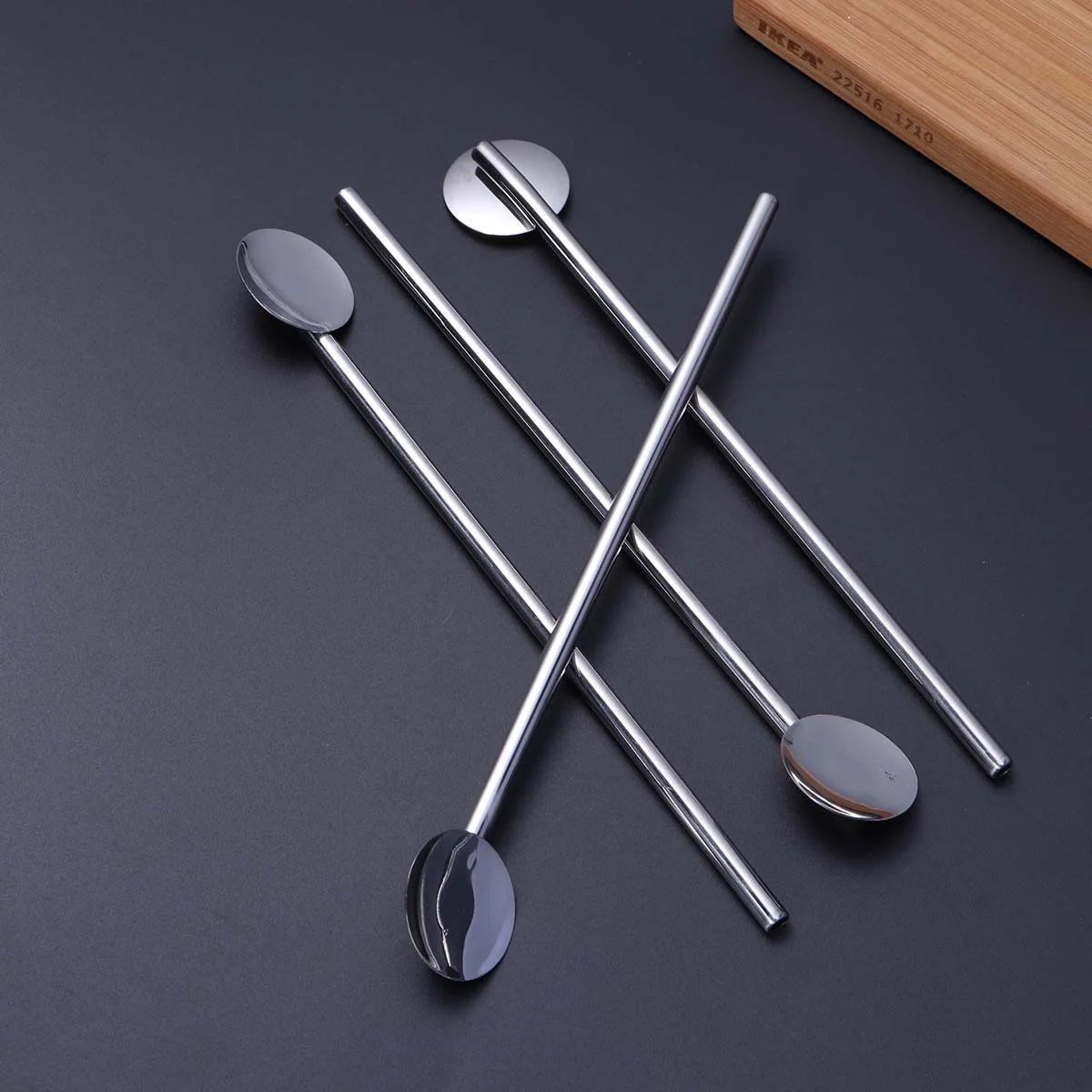 

6 Pcs/Pack Reusable Bar Spoon Straw Straws Stirrer Stainless Steel Spoon Drink Straw Set Iced Tea Spoon With Straw