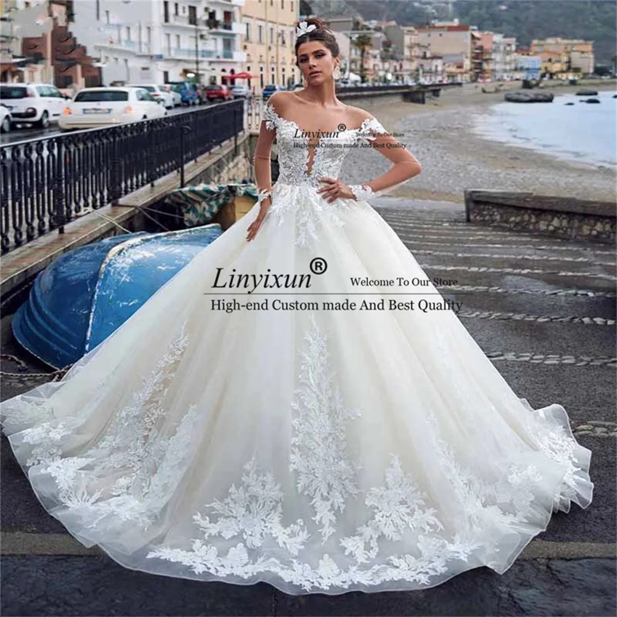 Женское кружевное свадебное платье It's yiiya винтажное ТРАПЕЦИЕВИДНОЕ ПЛАТЬЕ с