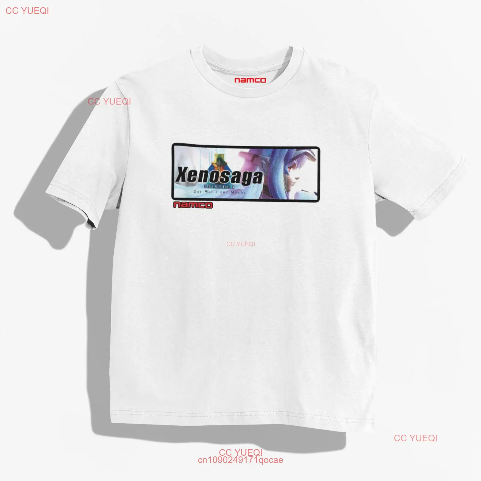 Классическая белая игровая футболка XENOSAGA EP-1 LOGO с коротким рукавом в стиле ретро