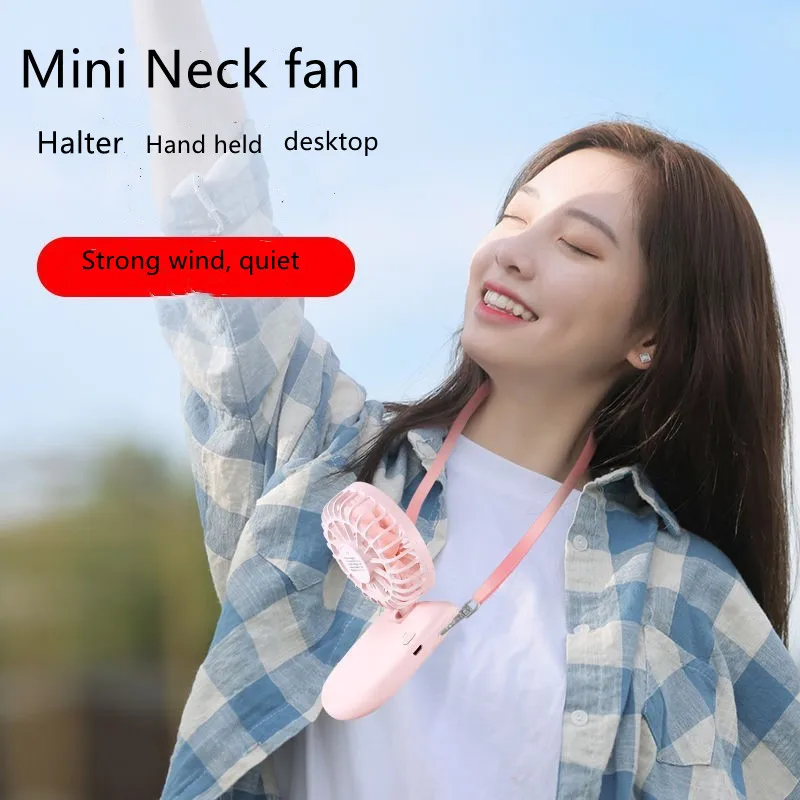 Hanging Neck Fans Mini Portable Folding USB Small Fan Mute Power Bank Portable Handheld Desktop Multi Function Charge Fan1200mA