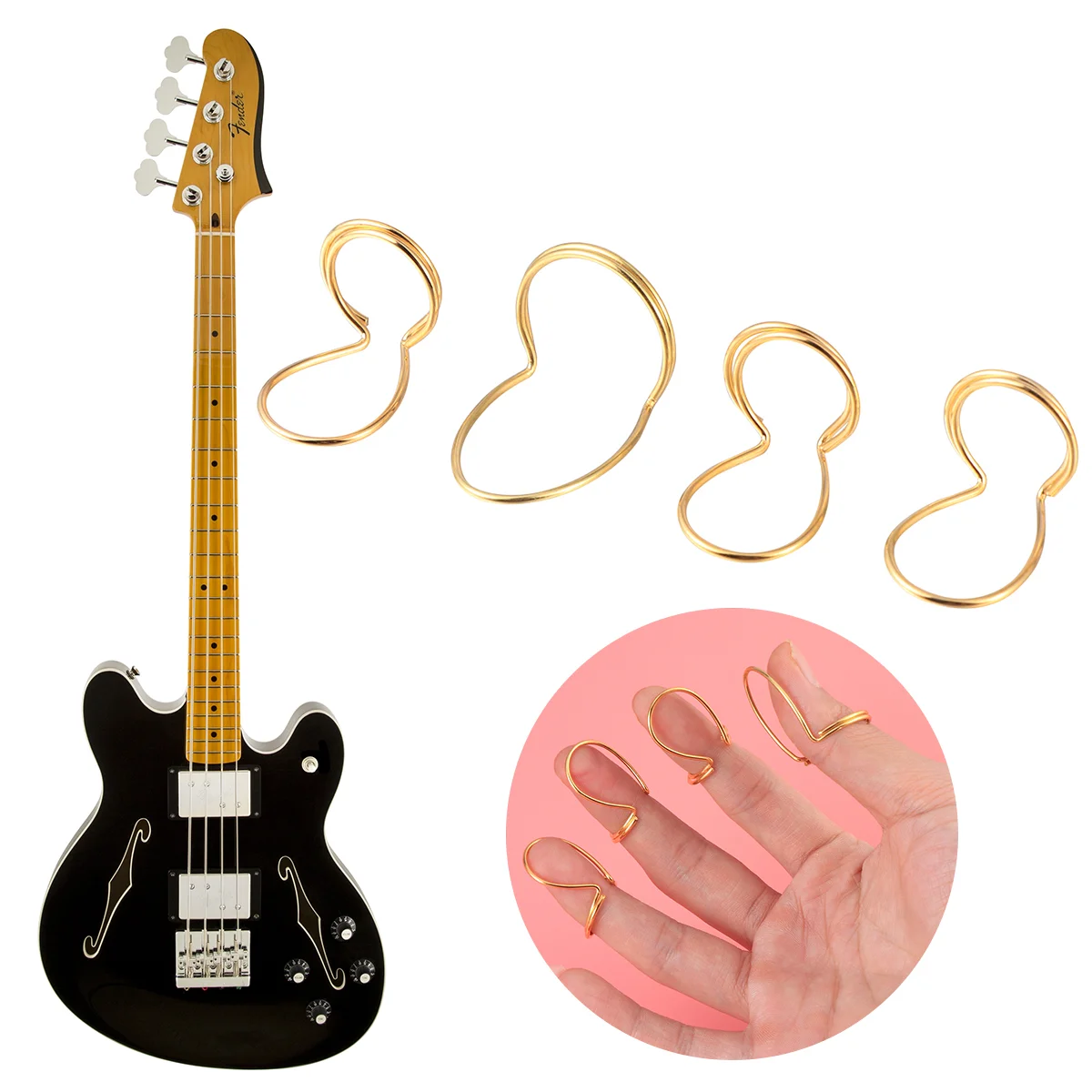 4PCS/Set Picks Durable Protect Finger Metal Material Guitar Picks for Guitar Bass