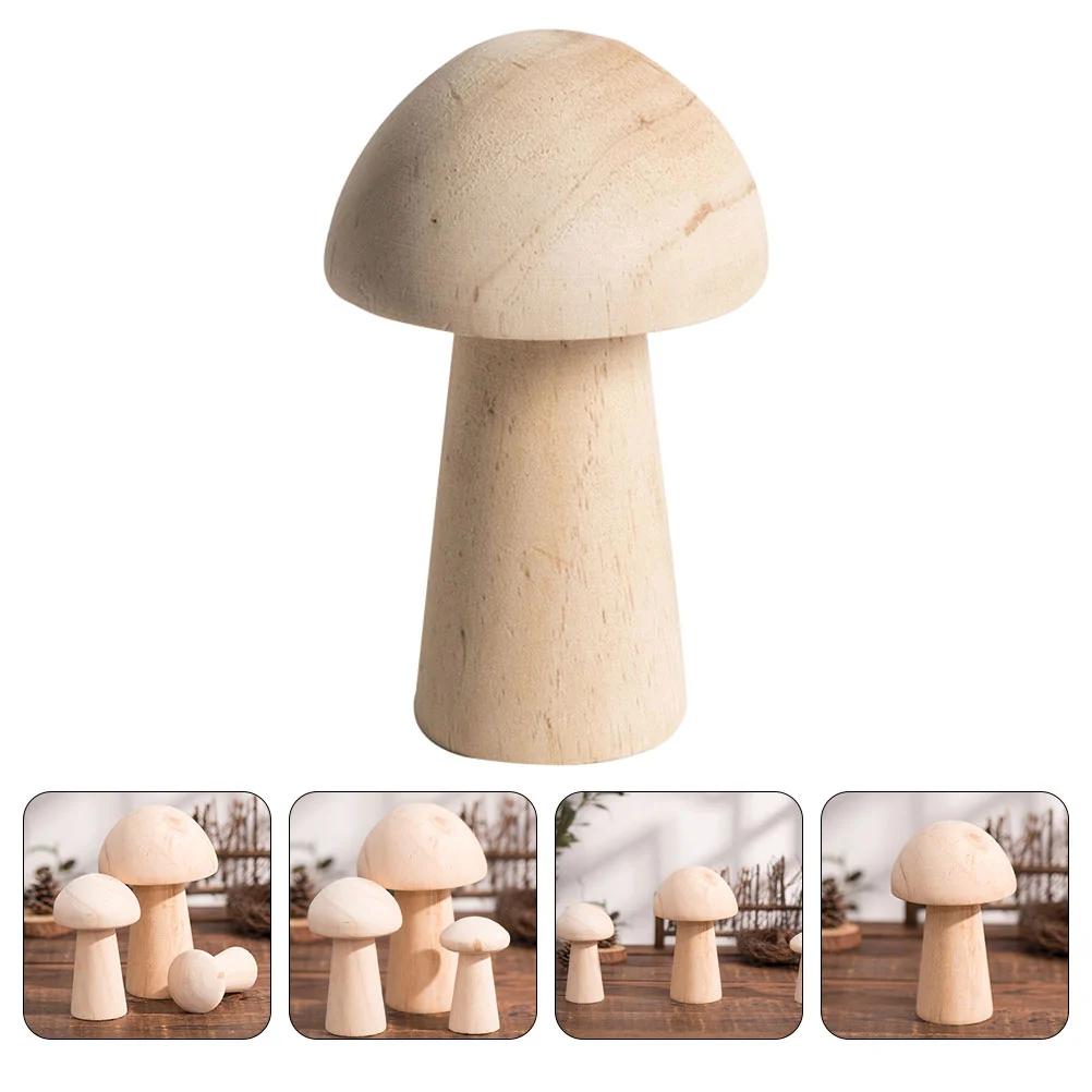 

Wooden Mushroom Ornament Blank Unfinished Mushroom Decor Wooden mushroom white embryo handmade DIY painted graffiti home decor
