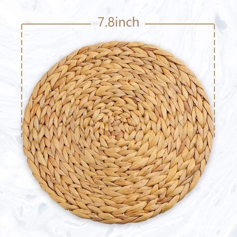 6 шт. круглые тканые салфетки для обеденного стола 7 8 дюймов Плетеный соломенный